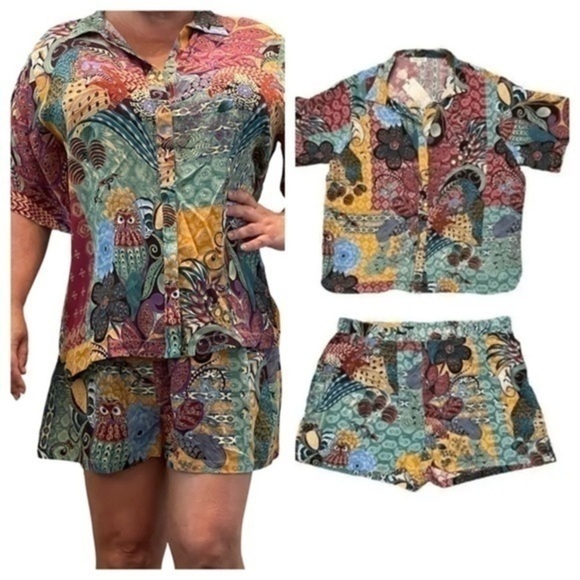 Johnny Was Carolyn Silk Short Set NWT